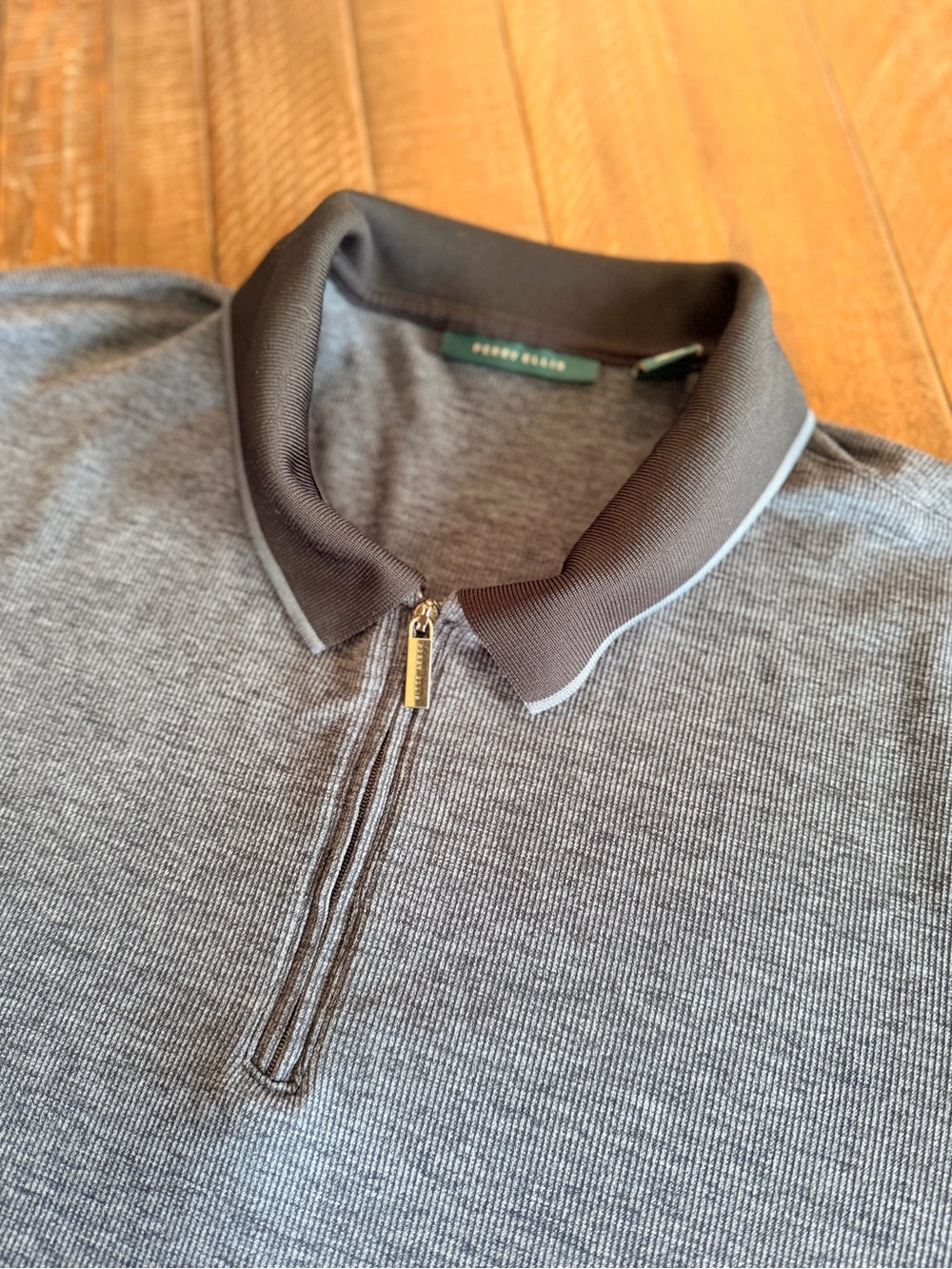 Perry Ellis Men’s Quarter Zip Polo Shirt Large
